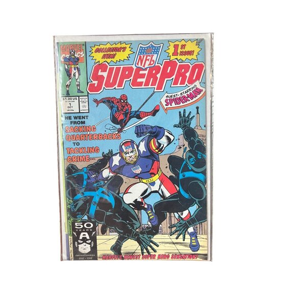 Marvel Comics NFL SuperPro Comic Issue #1 With Spider-Man Appearance & Captain A - Picture 2 of 12